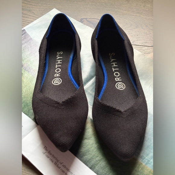 Rothy’s “THE POINT” Knitted Pointed Toe Slip On Flats Sustainable Black Size 8 - Picture 3 of 15